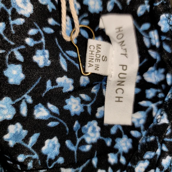 Women's jumpsuit blue floral strapless elastic zip wide legs - Picture 7 of 7